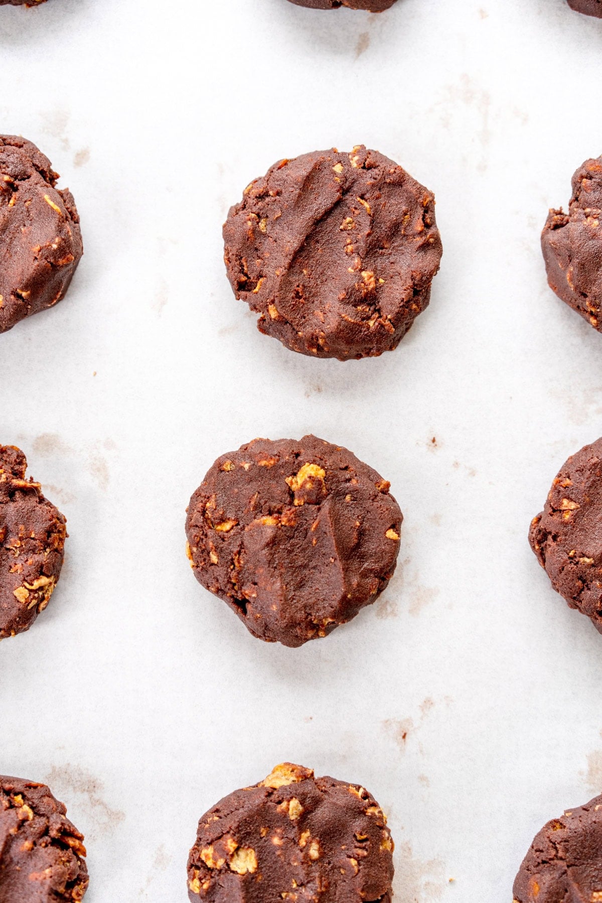 balls of cookie dough flattened