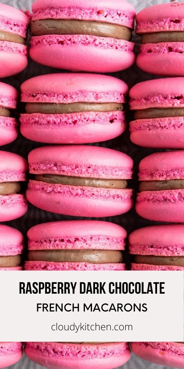 Raspberry and Dark Chocolate Macarons - Cloudy Kitchen