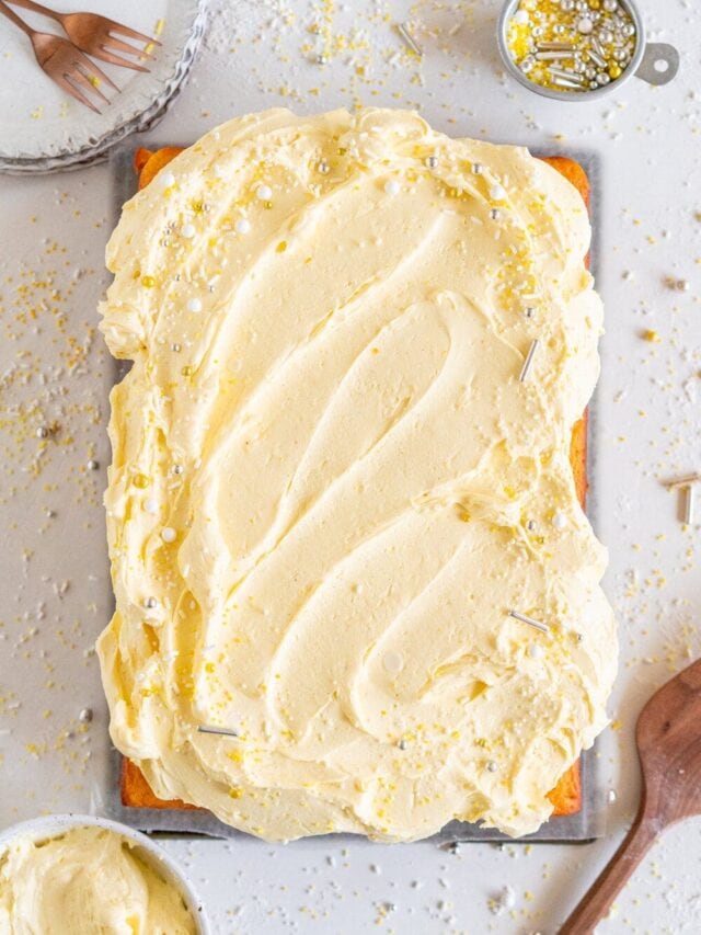 Lemon Yogurt Sheet Cake with Lemon Curd Swiss Meringue Buttercream