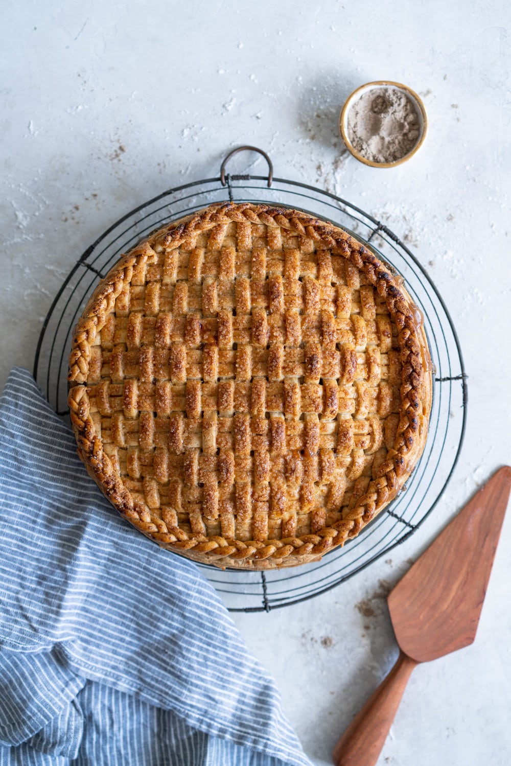 Apple and Cardamom Pie with lattice crust - Cloudy Kitchen