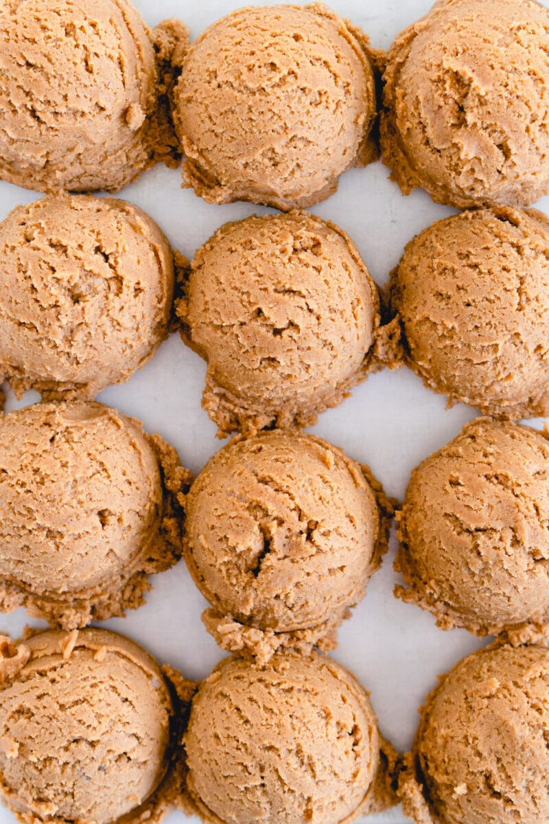 cookie dough balls on pan