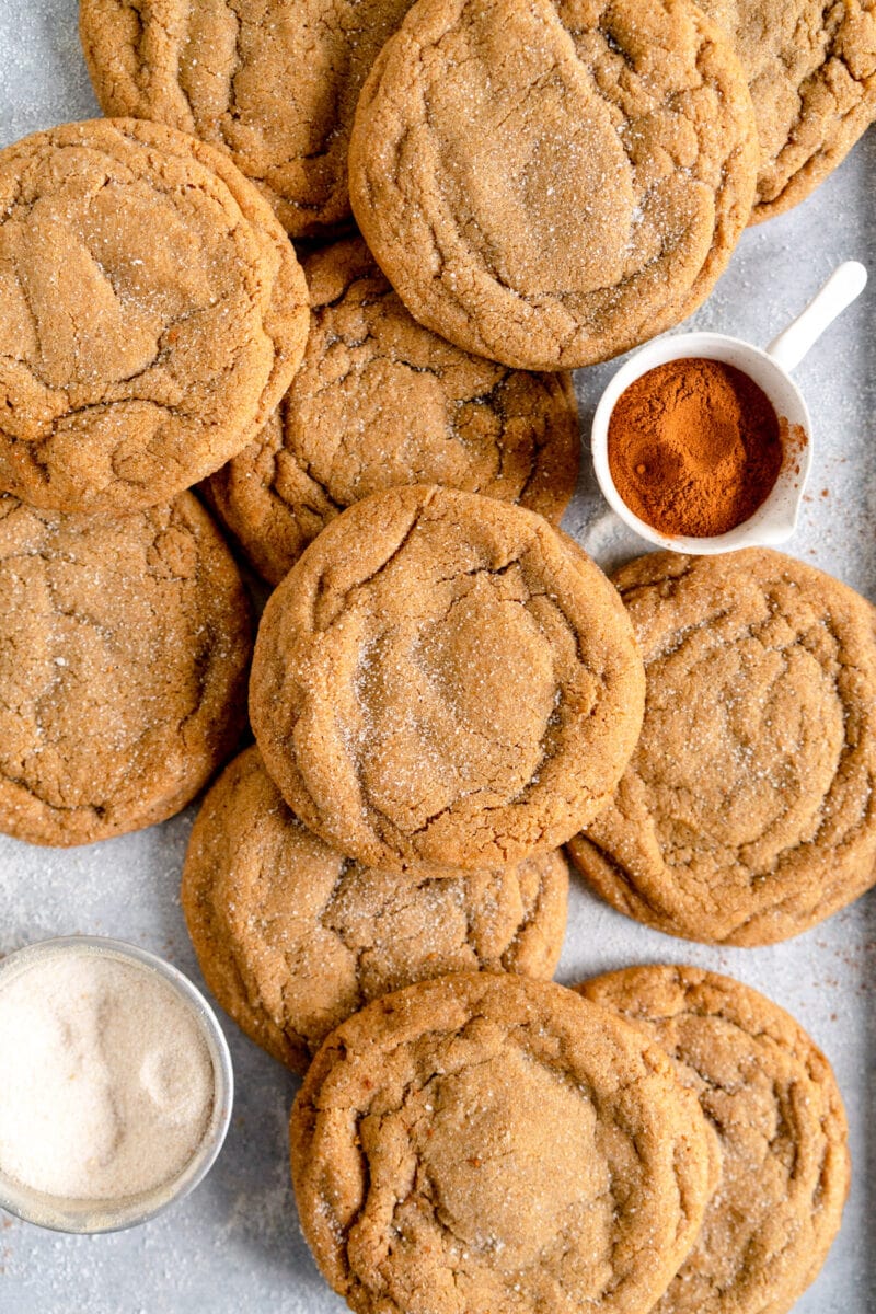 close up shot of ginger cookies on sheet pan
