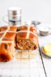 Side on shot super soft hot cross buns