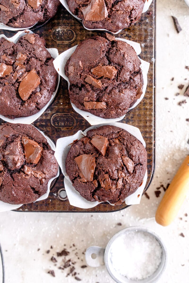 corner shot chocolate muffins