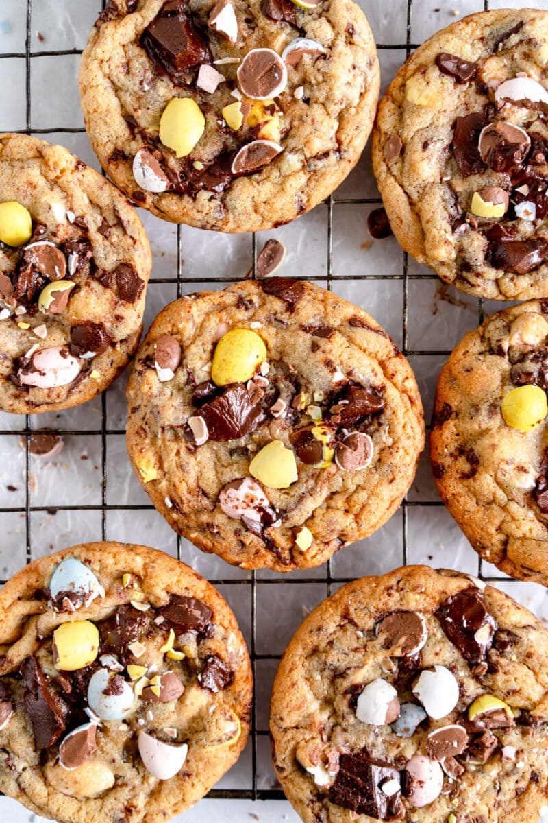 close up photo of small batch malted chocolate chip cookies