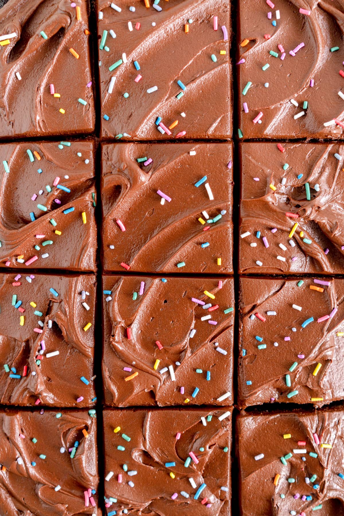 Devil's Food Sheet Cake with Chocolate Frosting - Cloudy Kitchen 10 side shot chocolate cake with frosting swirl