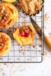 cut open shot of rhubarb custard bun