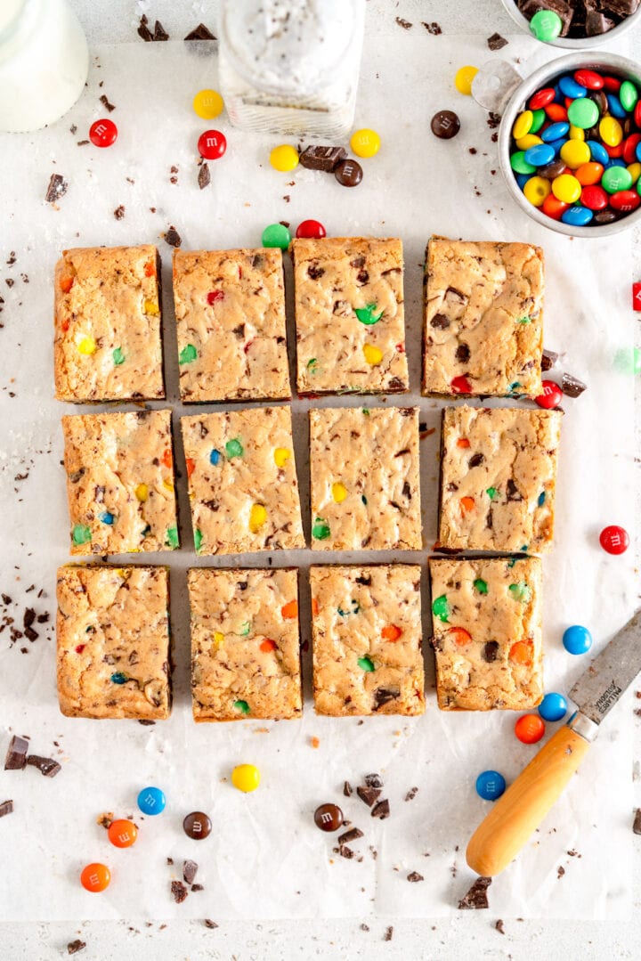 30 Minute M&M Cookie Bars Cloudy Kitchen