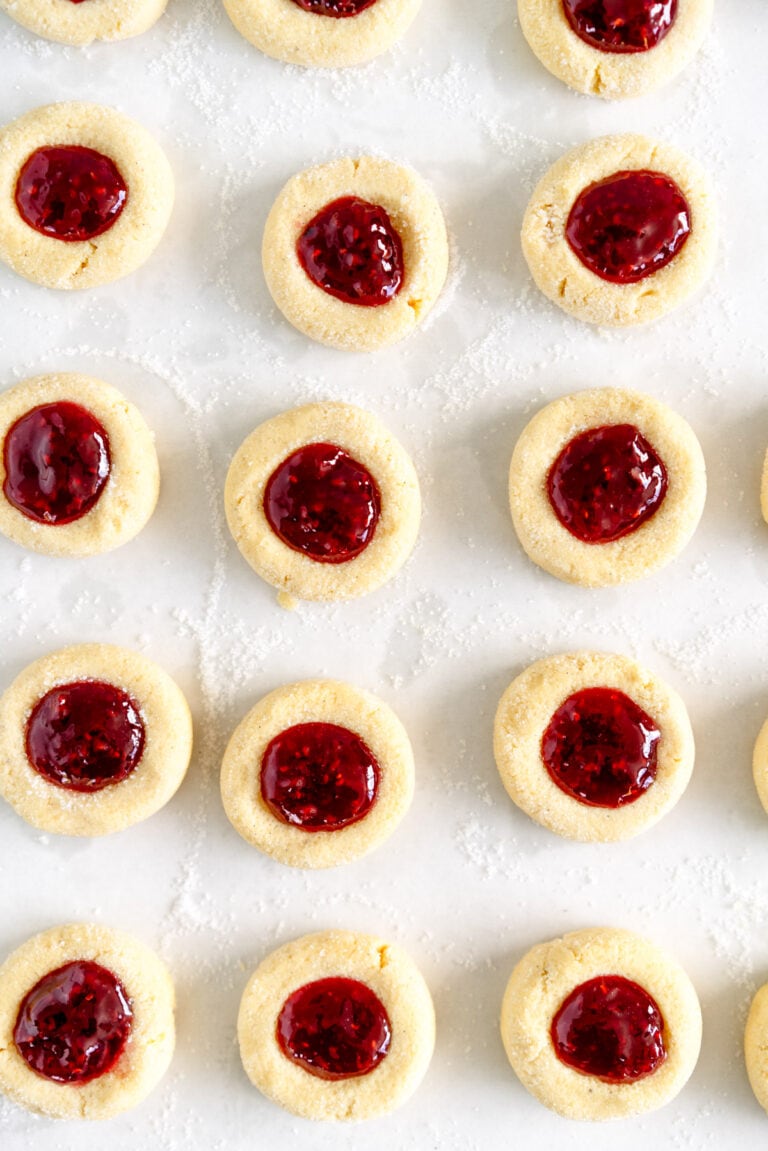Soft and Buttery Raspberry Thumbprint Cookies - Cloudy Kitchen
