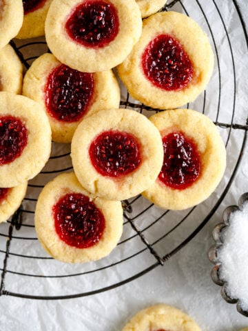 thumbprint cookies on rack