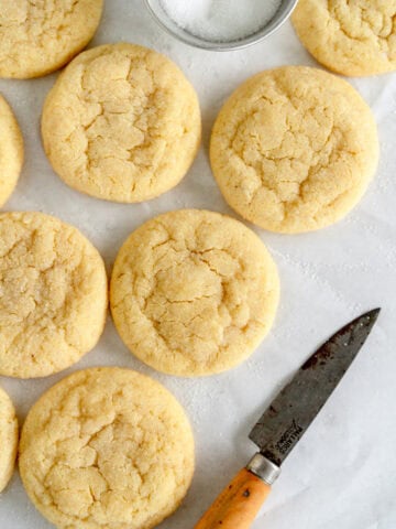 cream cheese cookies on sheet pan