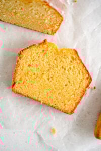 slice of lemon pound cake on paper