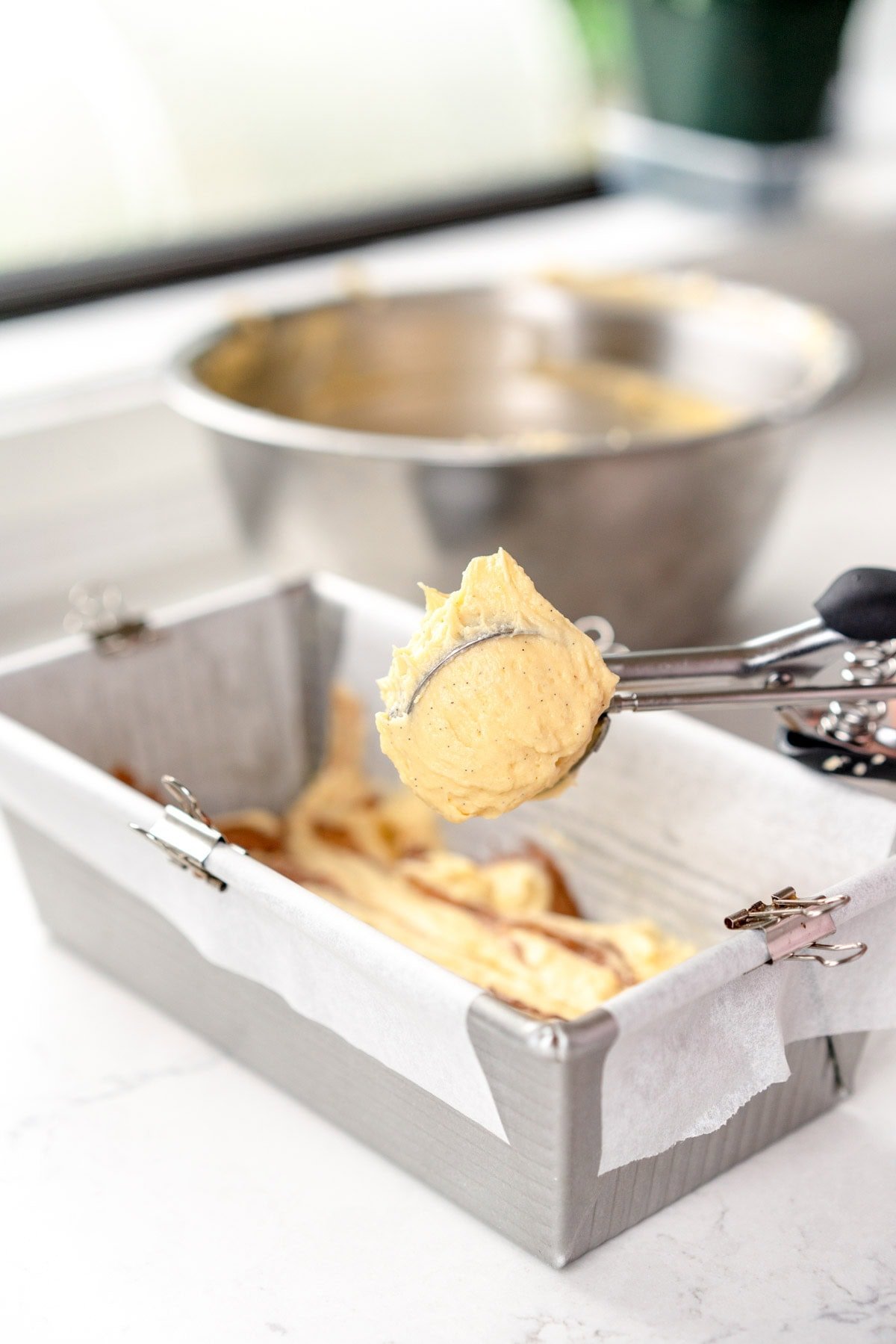 scooping in batter