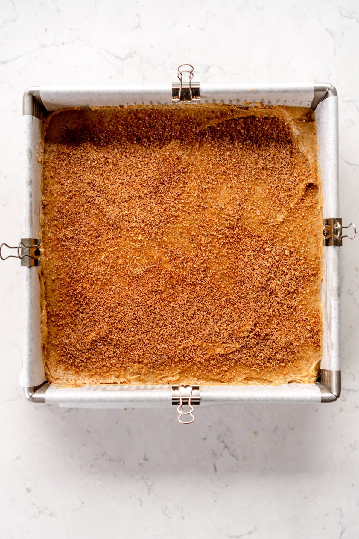 cake sprinkled with cinnamon sugar