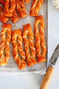 cheese straws on sheet pan