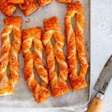 cheese straws on sheet pan