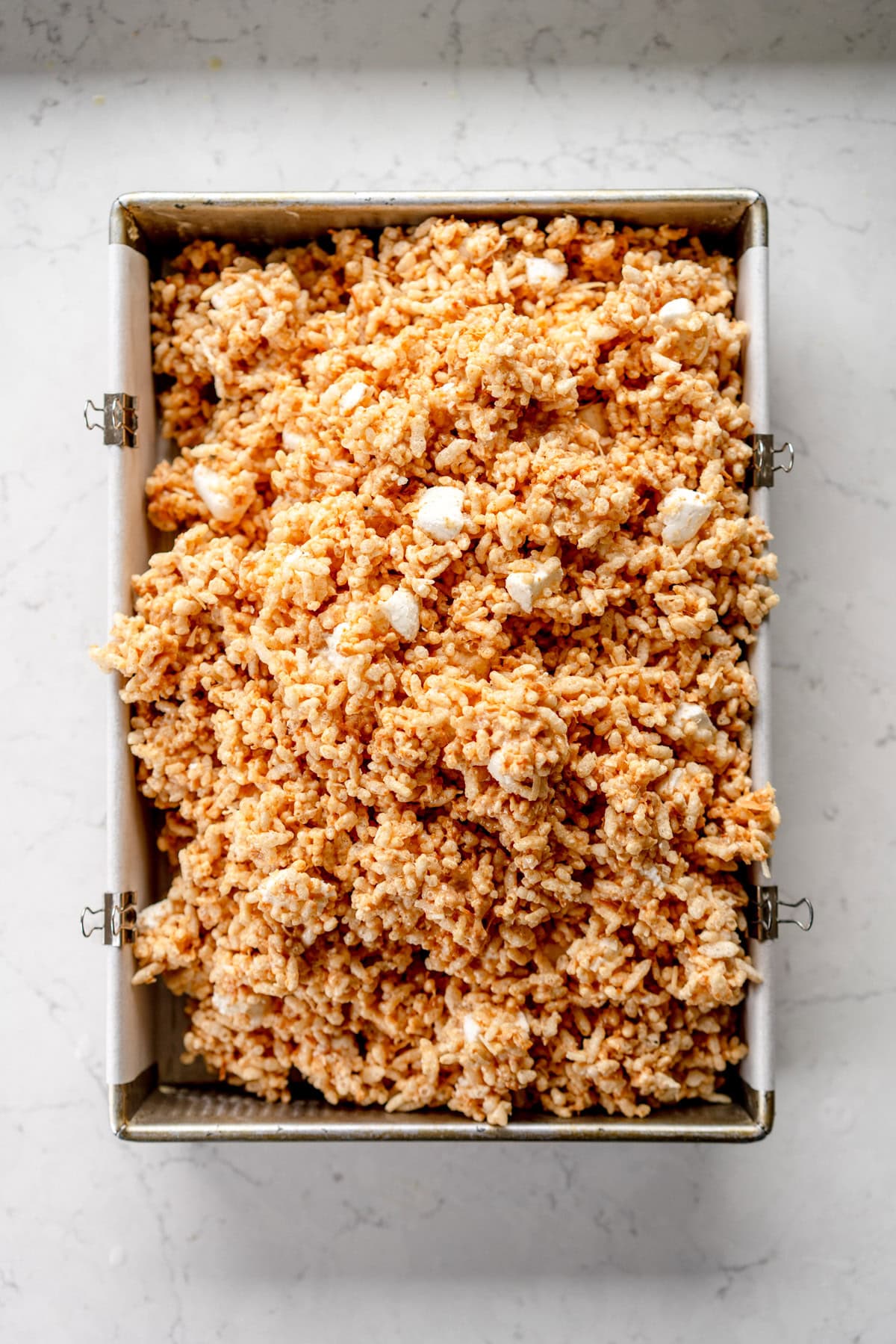 rice krispies into pan