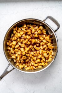 cooked apple pie filling in pan