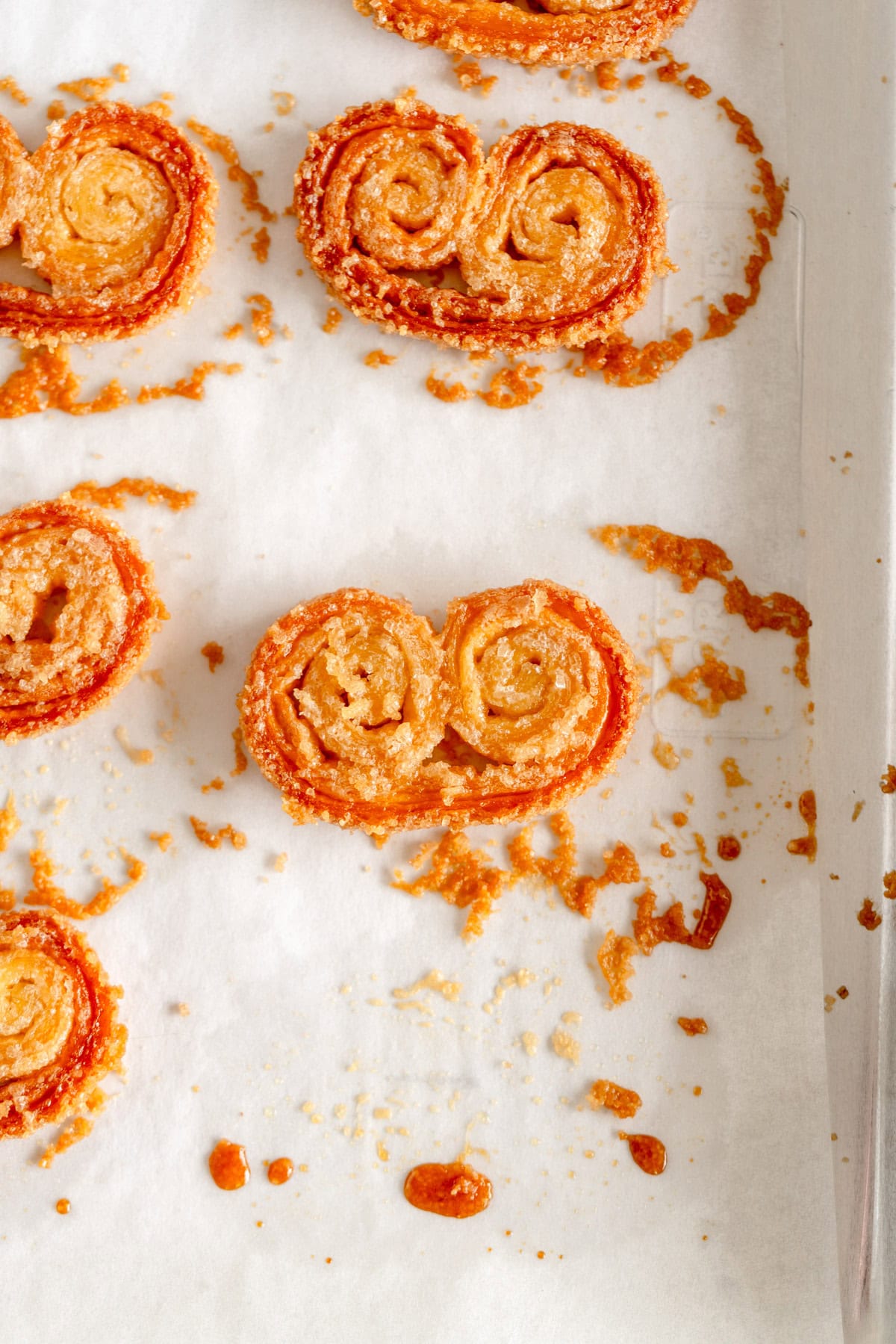 palmiers on baking sheet