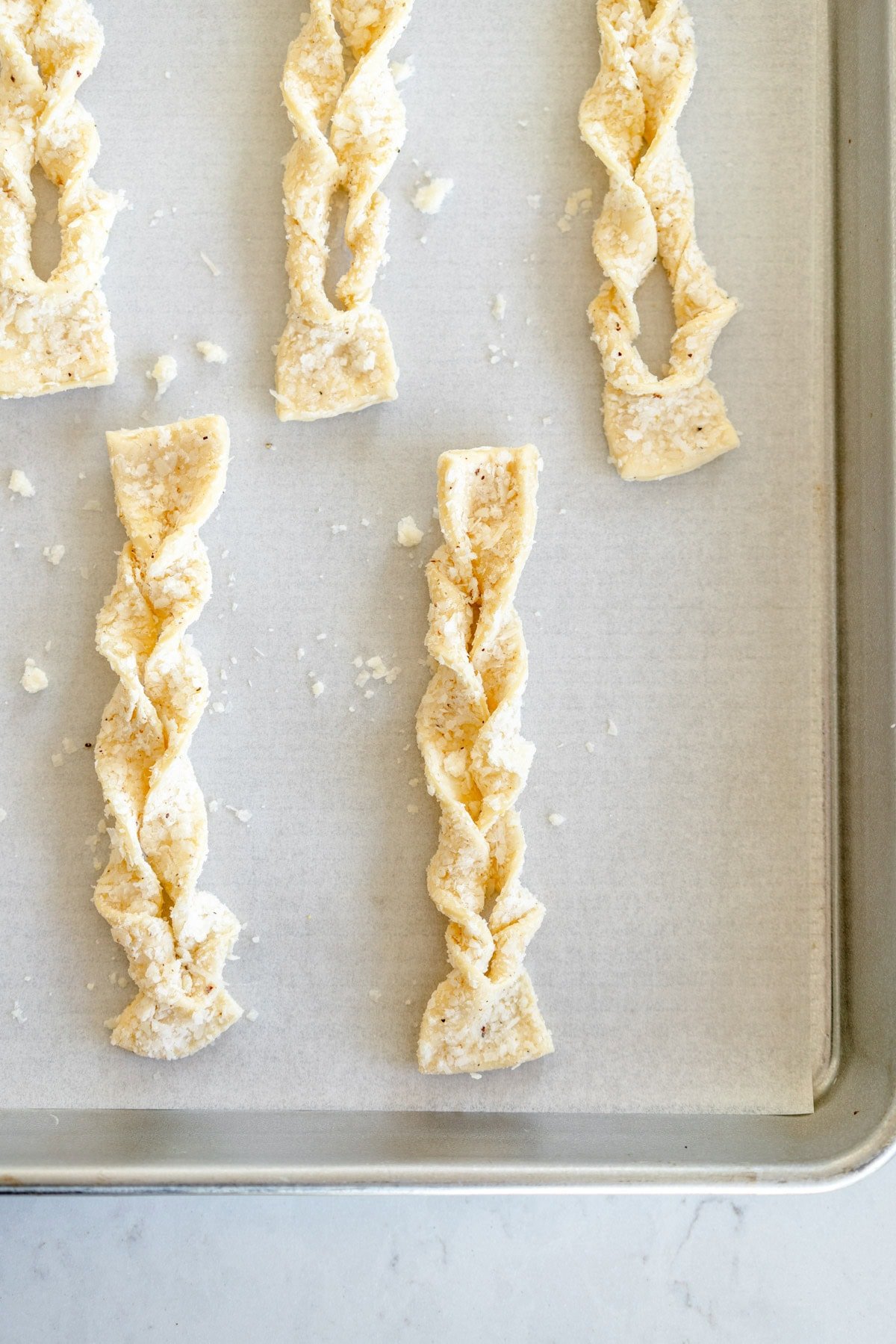 cheese straws on sheet pan