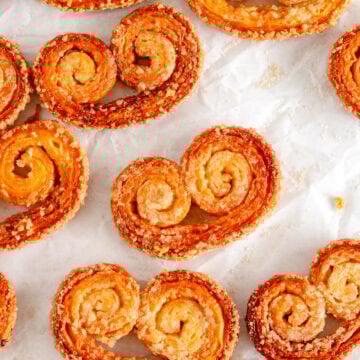close up of baked palmiers