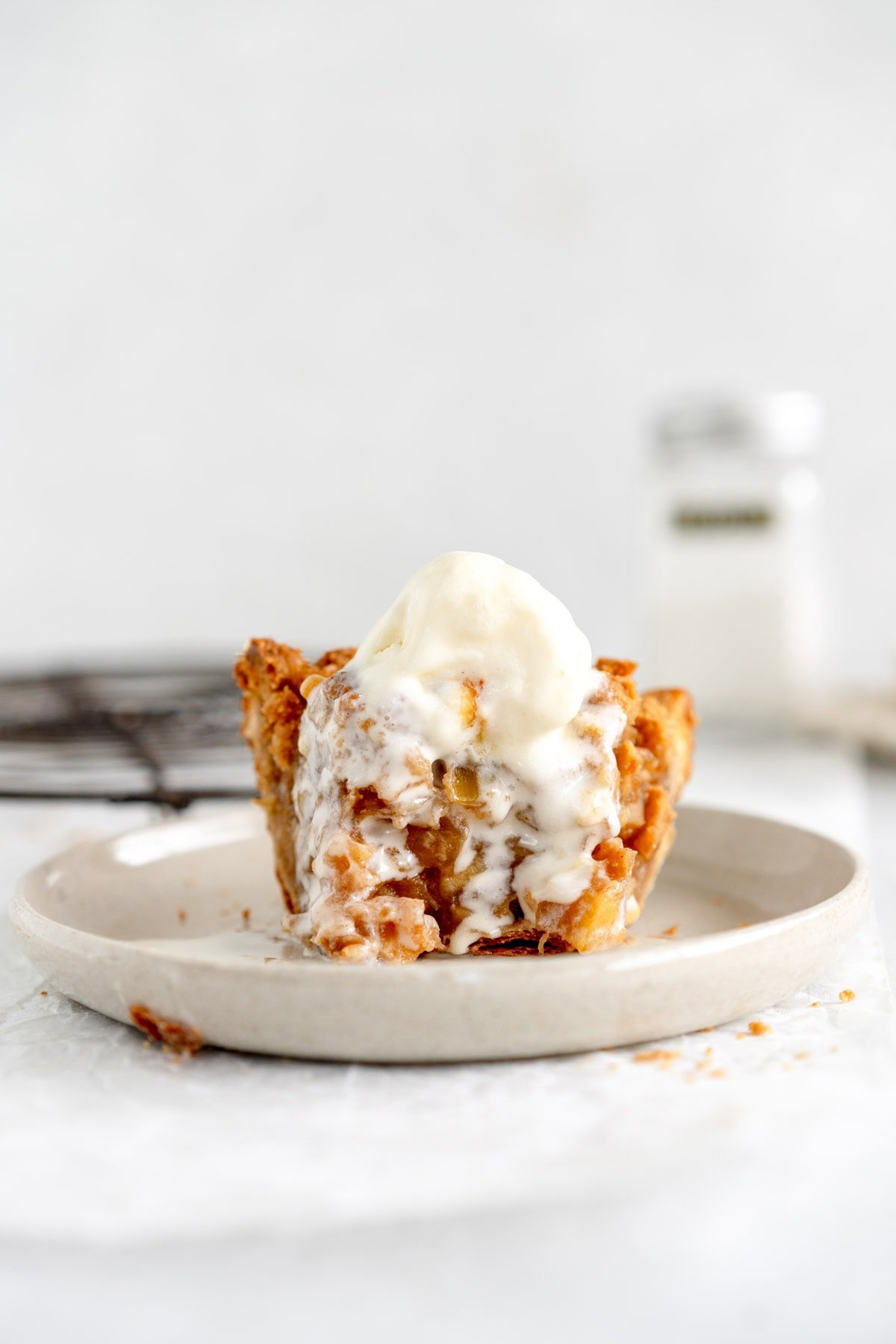 pie covered in ice cream