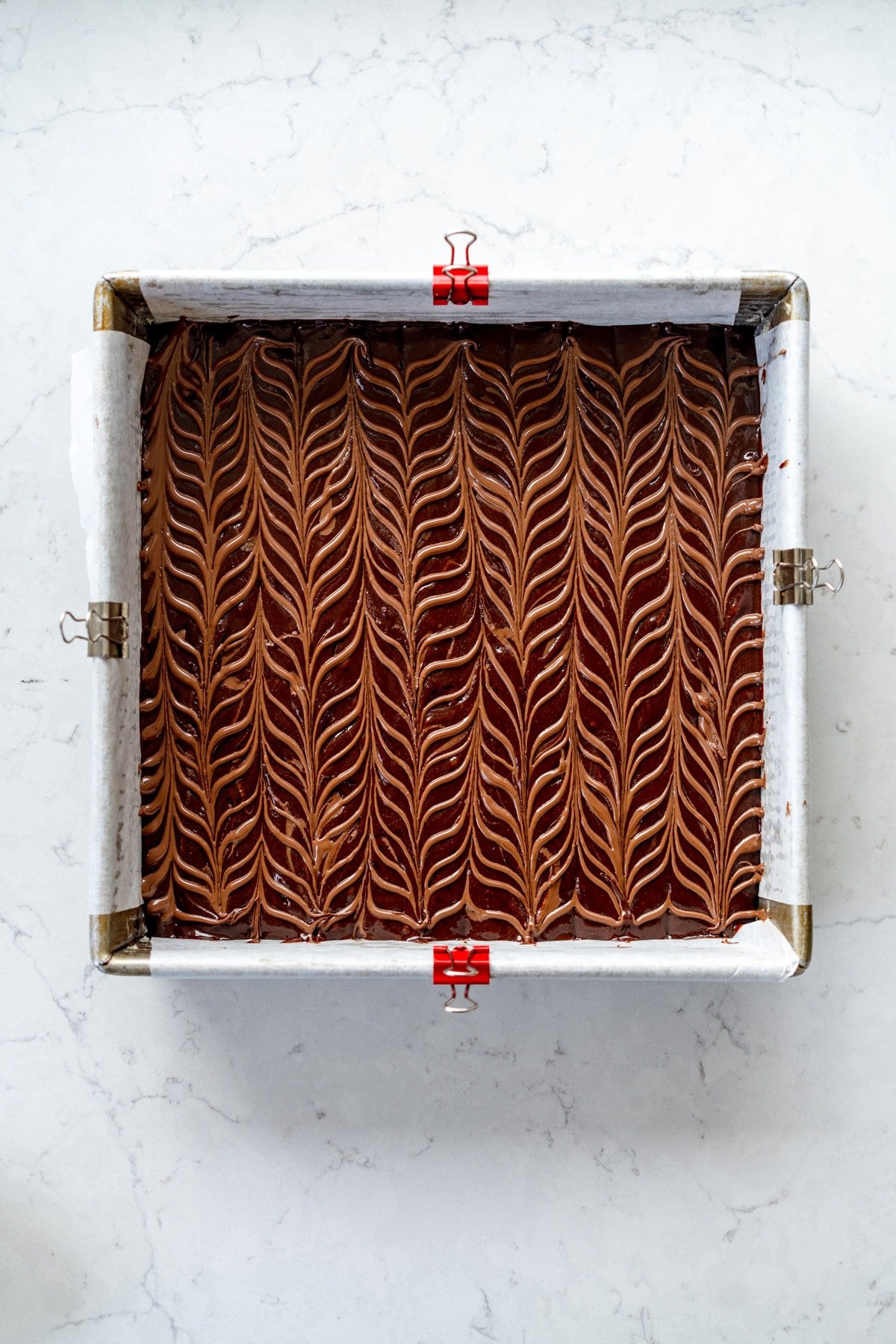 feathering on brownie top