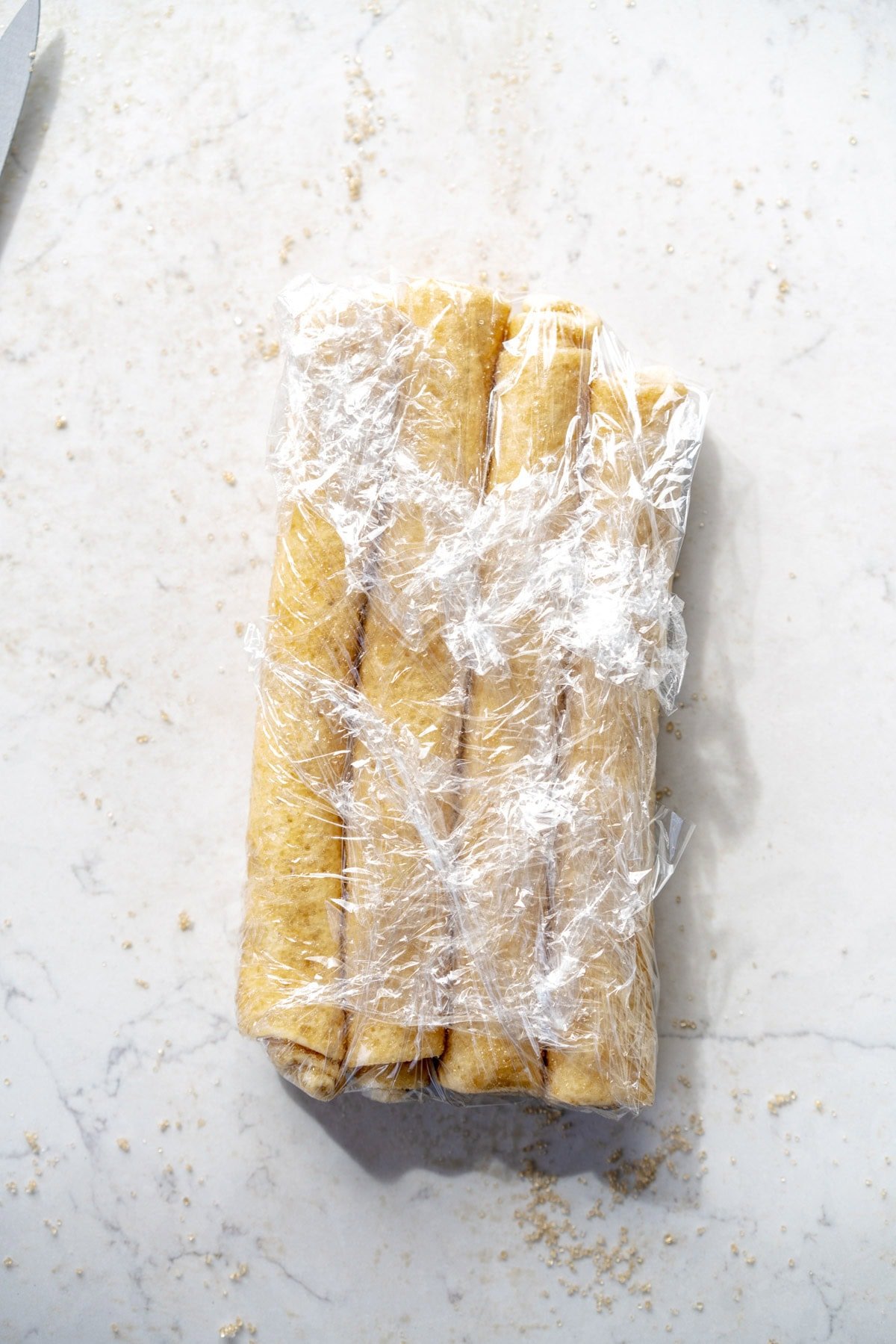 cut and wrapped up palmier dough