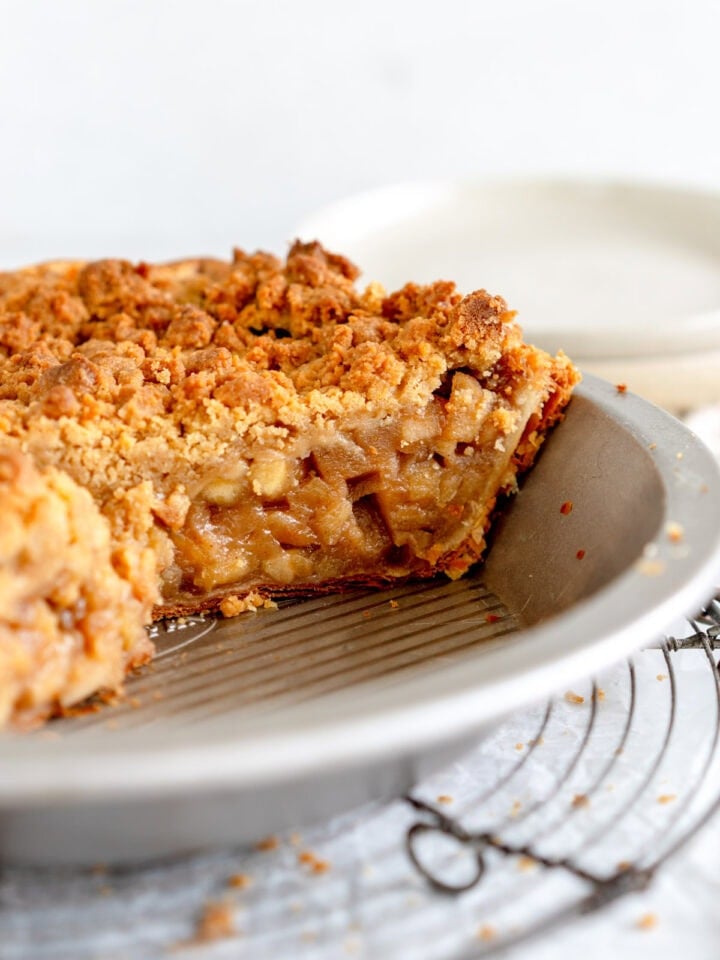 side on shot of dutch apple pie