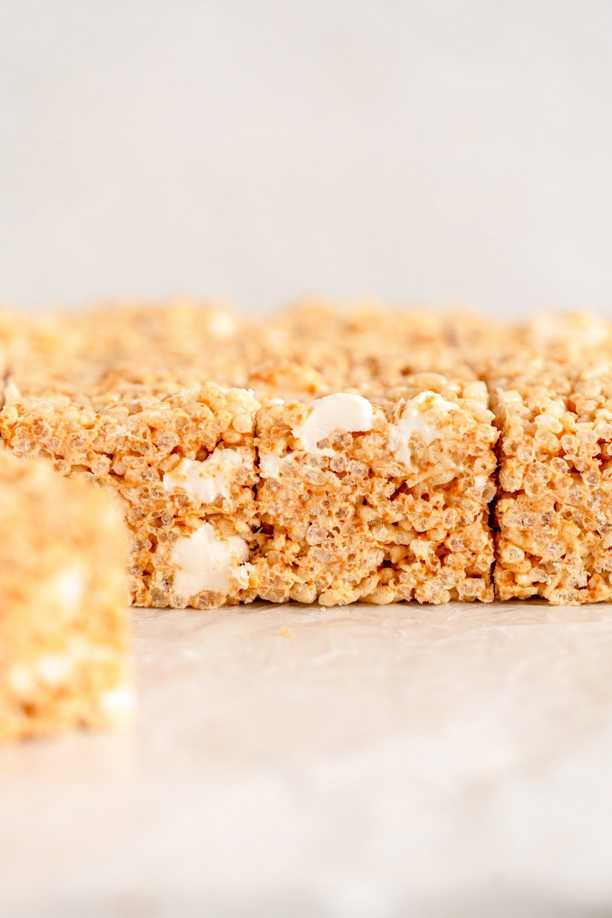 side on shot of rice krispie treats