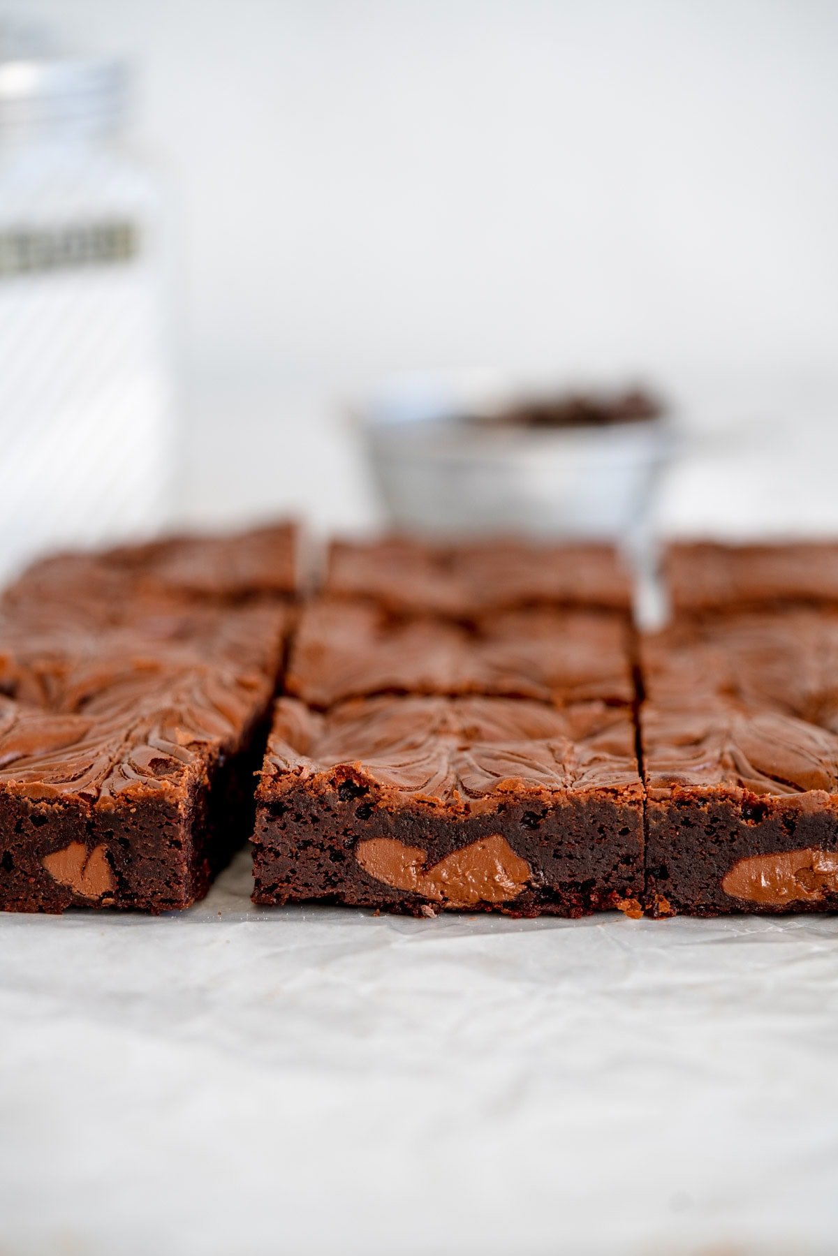 Nutella Brownies with chunks of Nutella