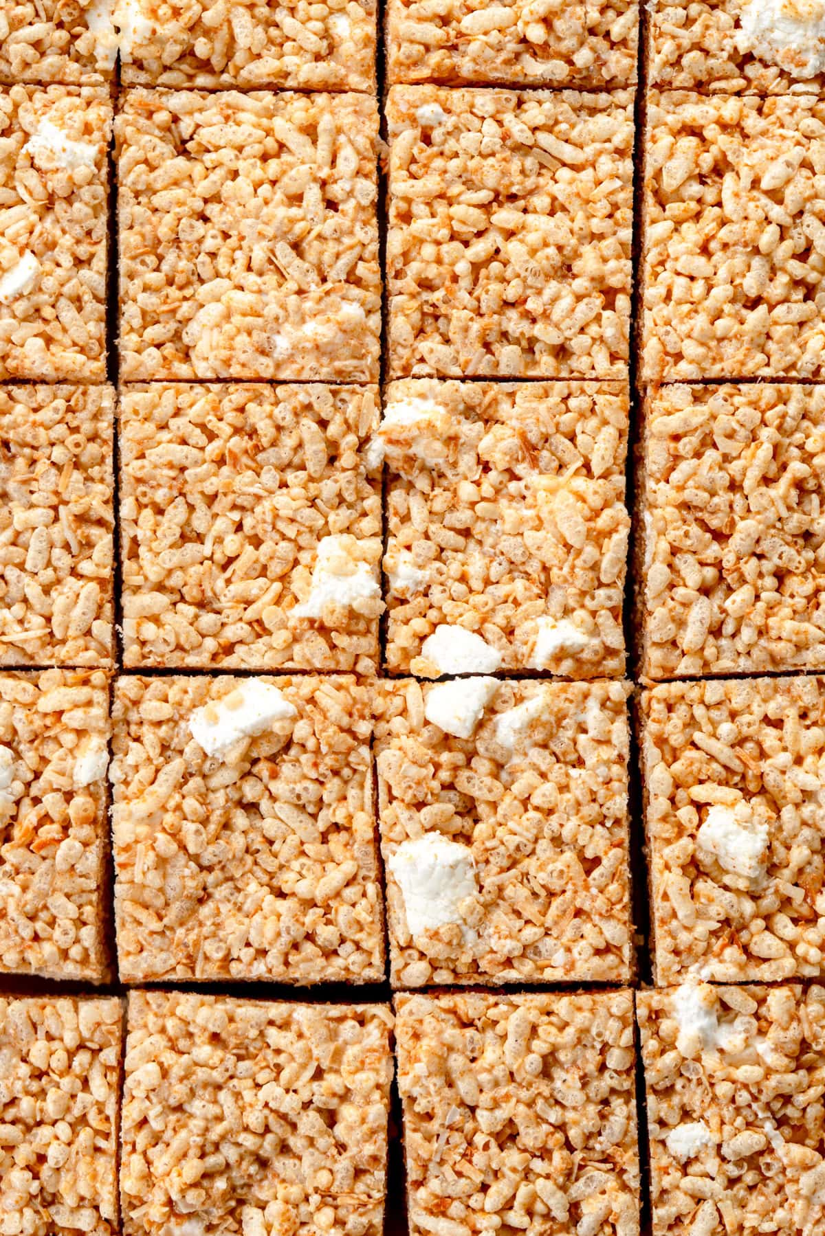 sliced squares of rice krispies