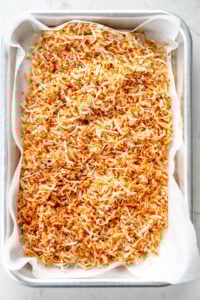 toasted coconut on pan