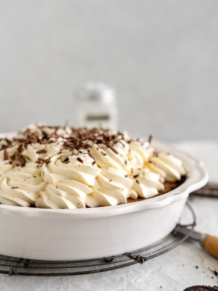 whipped cream on french silk pie