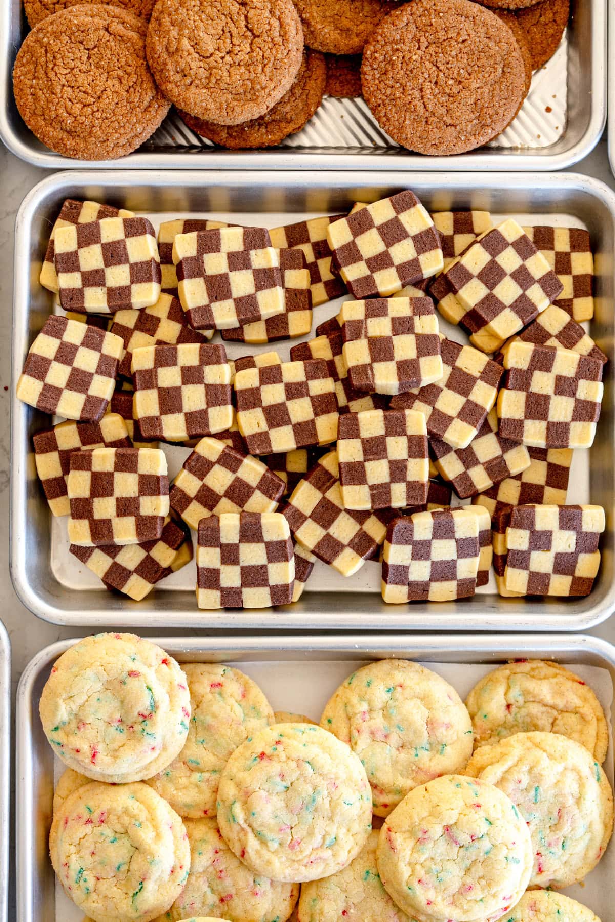 checkerboard cookies on pan