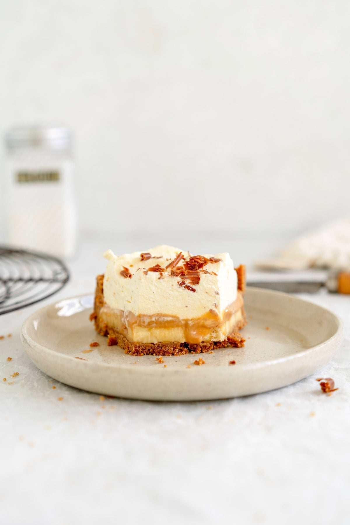 cut shot of banoffee pie front on