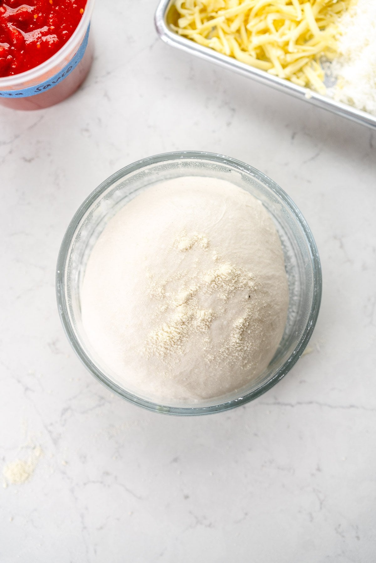 pizza dough with cheese