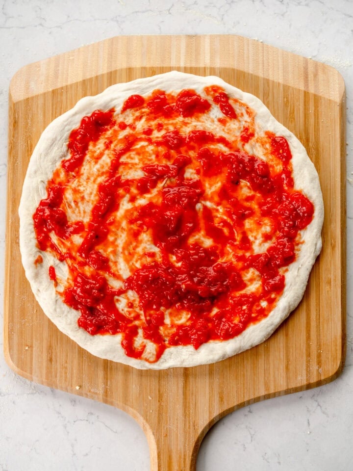 pizza sauce on crust