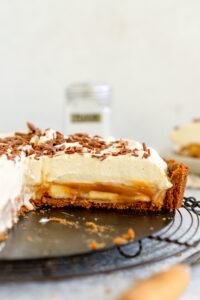 sliced shot of banoffee pie