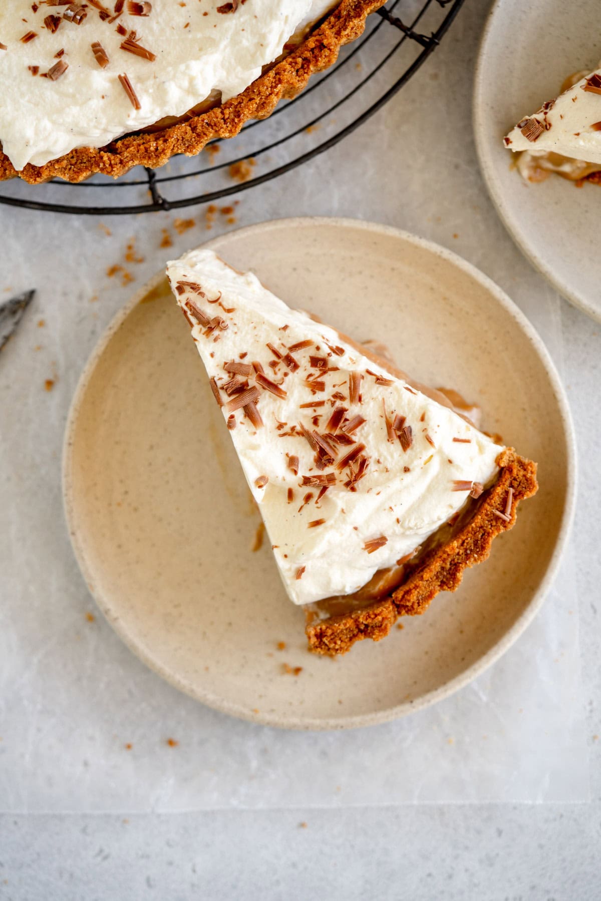 top down slice of banoffee pie