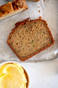 piece of zucchini banana bread