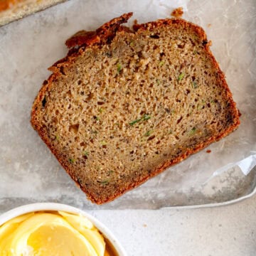 piece of zucchini banana bread
