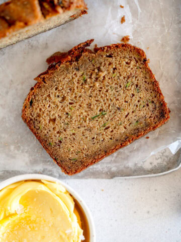 piece of zucchini banana bread