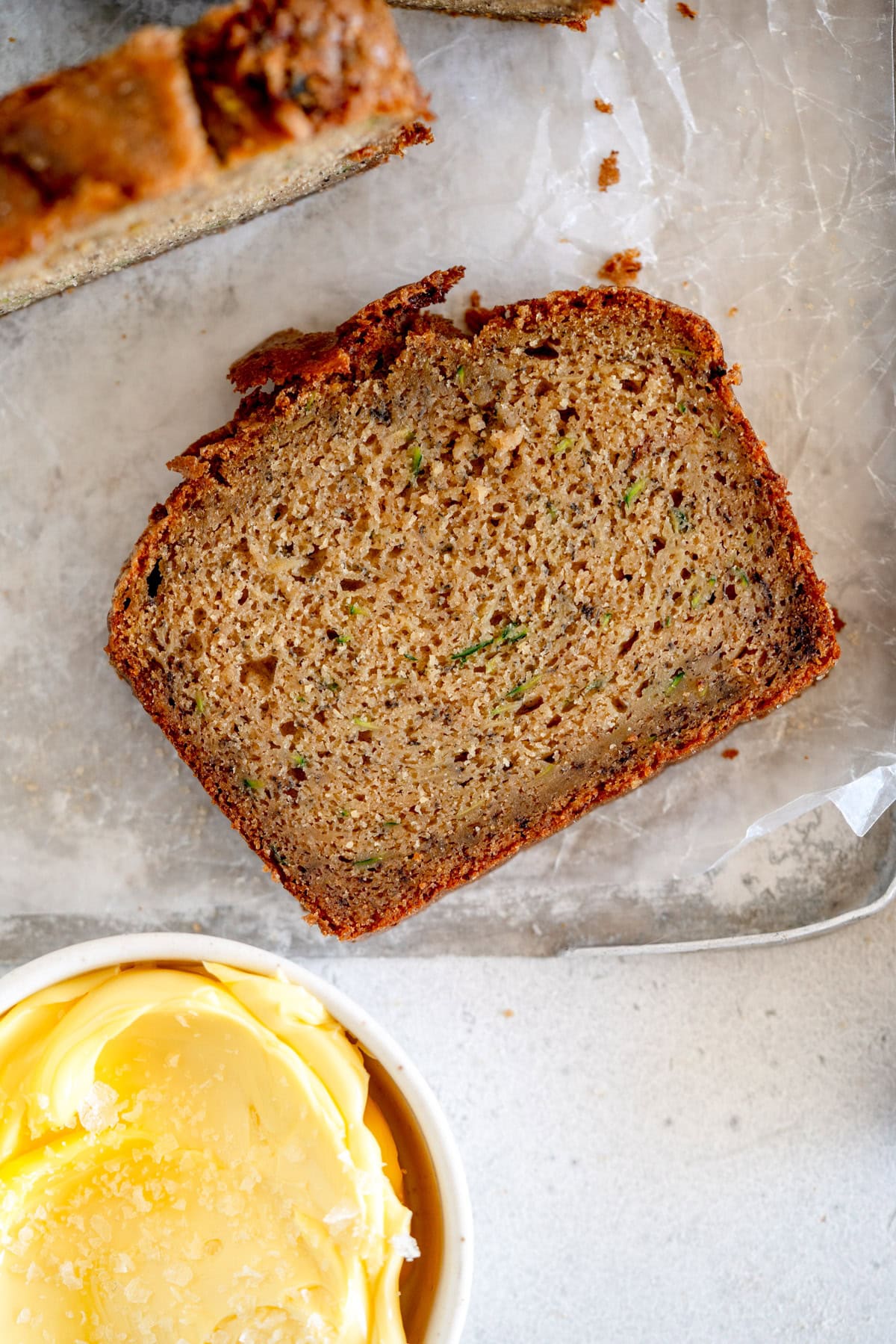 piece of zucchini banana bread