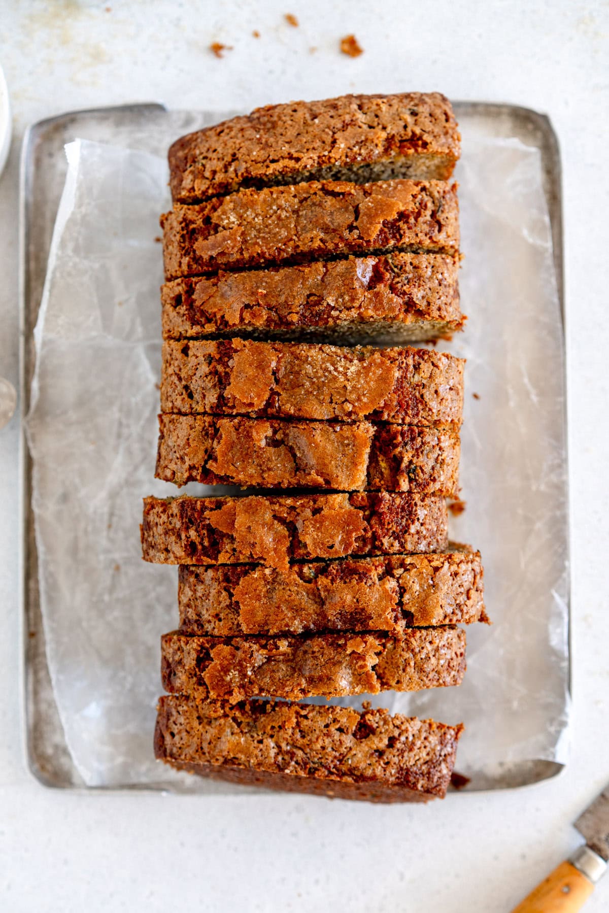 sliced zucchini banana bread