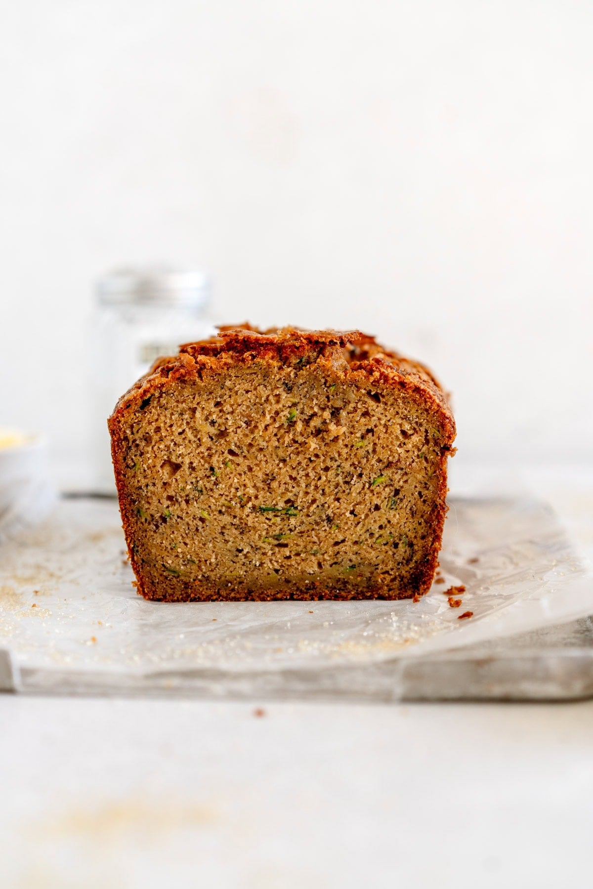 end shot of zucchini banana bread