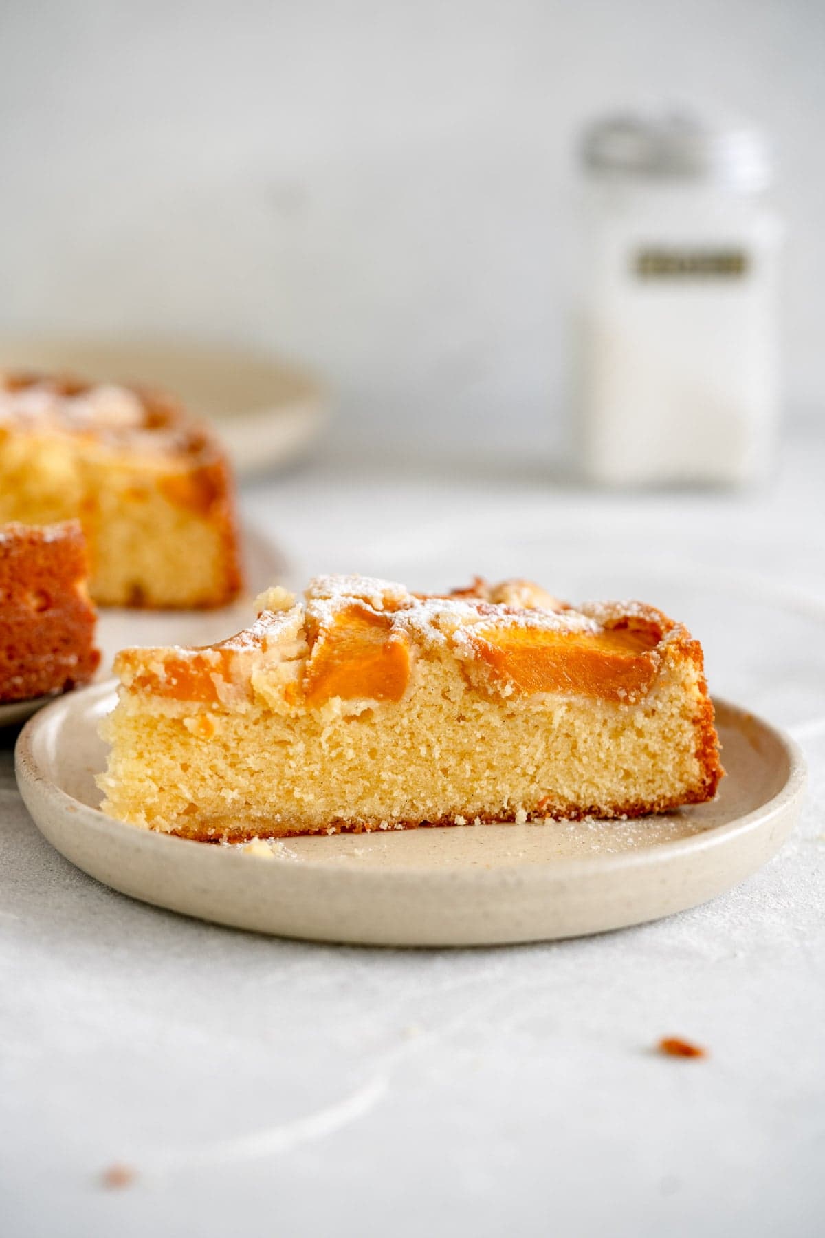 slice of peach cake