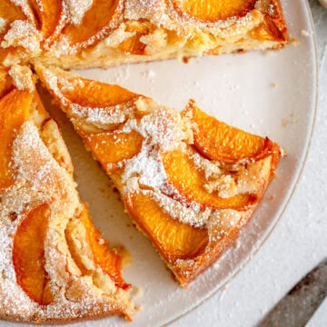 sliced peach cake