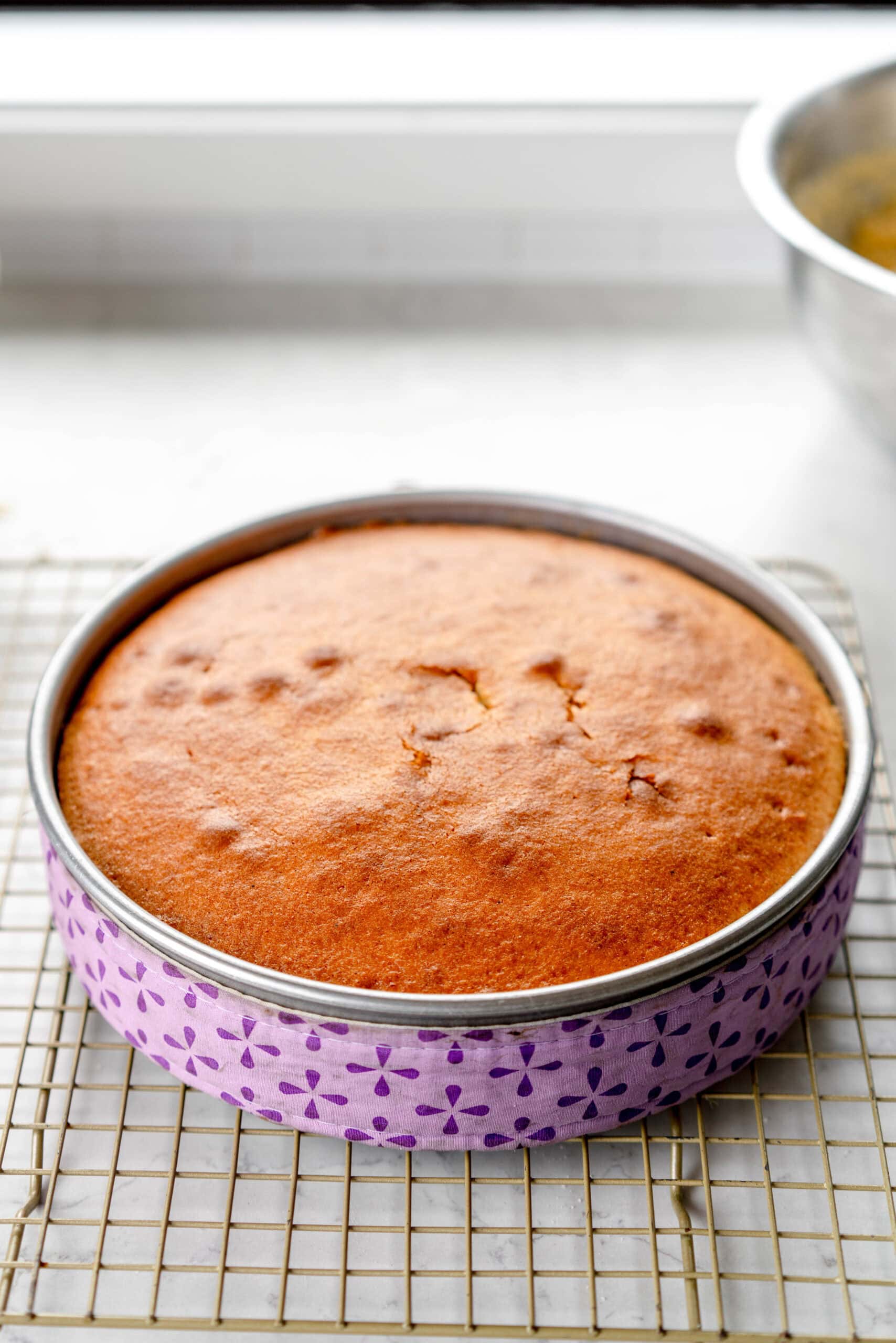 cake pan with bake even strip