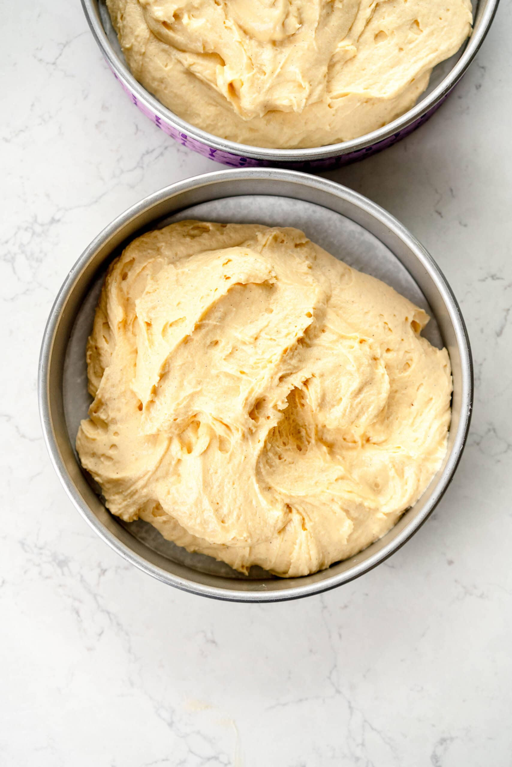 cake batter in pan